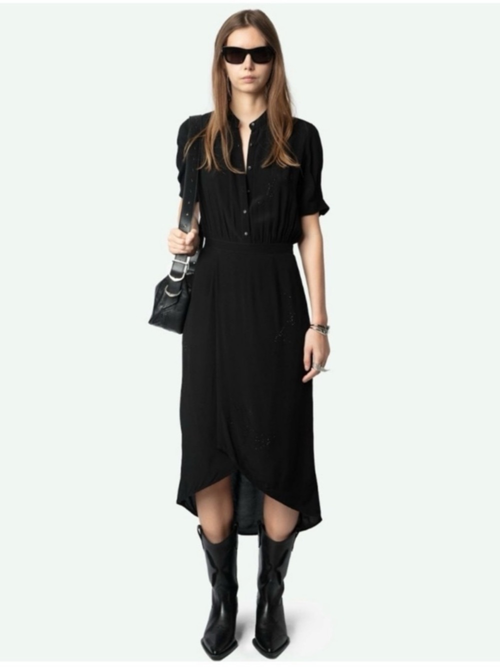 $478 Zadig & Voltaire Rimaz Soft Strass Black Dress NWT XS